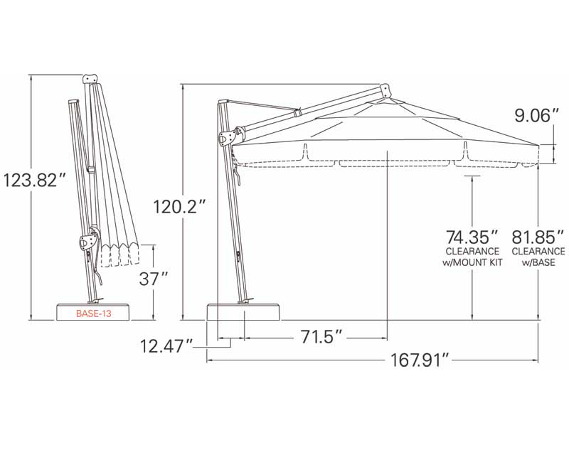 13' Starlux Cantilever Umbrella Grade A by Treasure Garden - Image 4